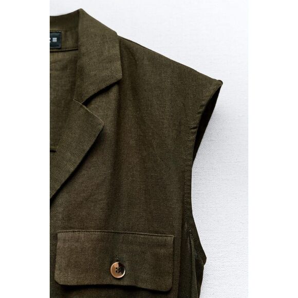 NWT ZARA SLEEVELESS LINEN BLEND JUMPSUIT - Picture 8 of 10